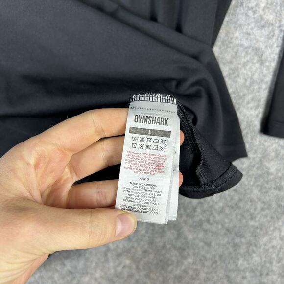 Gymshark Arrival Long Sleeve Shirt Mens Large Black Spellout Logo Athletic - Picture 4 of 7